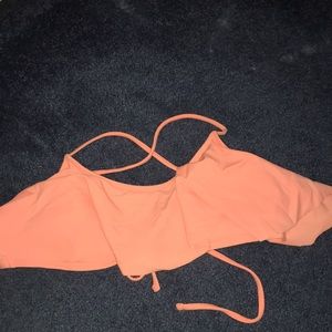 Coral ruffled bikini top